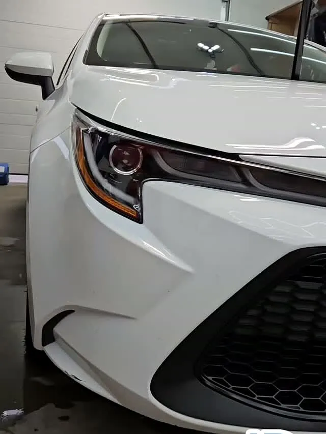White Toyota Corolla after exterior detail